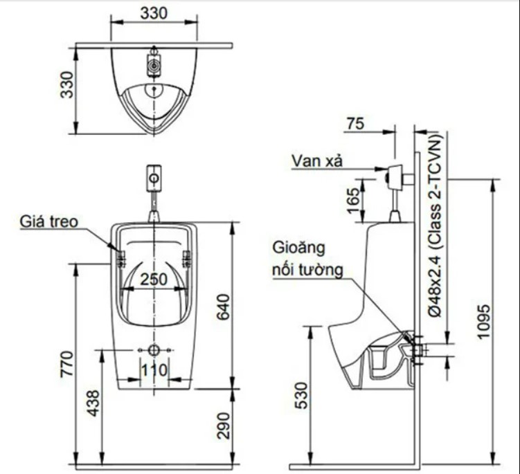 Bồn tiểu treo tường INAX AU-431VAC (AU431VAC) AU-431VAC/BW1 - 2