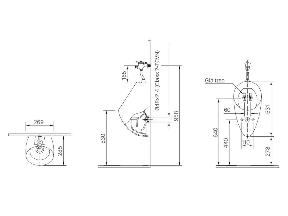 Bồn tiểu nam INAX U-117V (U117V) U-117V/BW1 - 2
