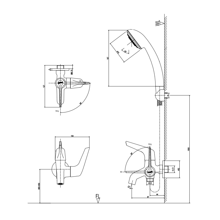 Bộ vòi sen tắm lạnh INAX BFV-17-7C (BFV177C) BFV-17-7C - 2