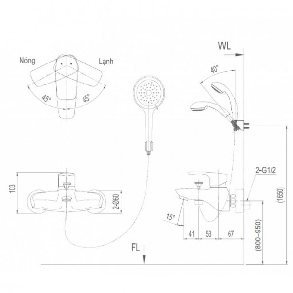 Bộ vòi sen tắm nóng lạnh INAX BFV-213S-3C (BFV213S3C) BFV-213S-3C - 6