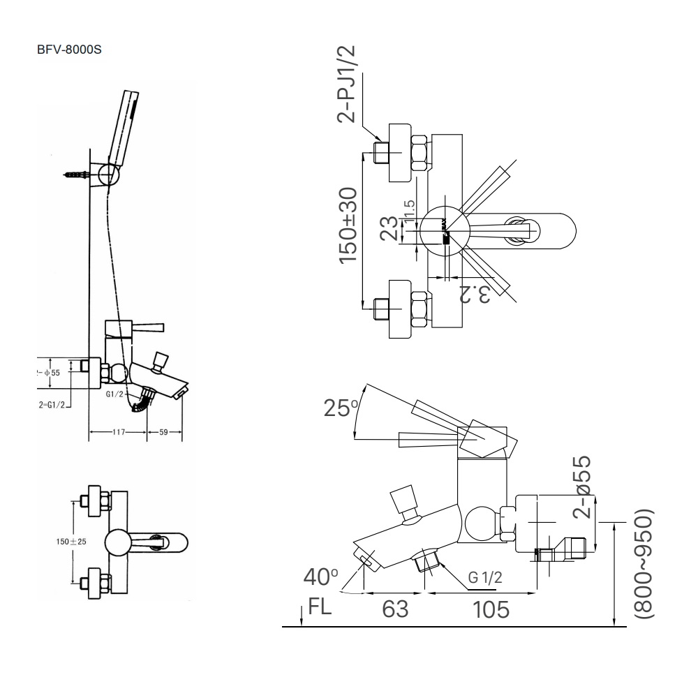 Sen tắm nóng lạnh INAX BFV-8000S (BFV8000S) BFV-8000S - 2
