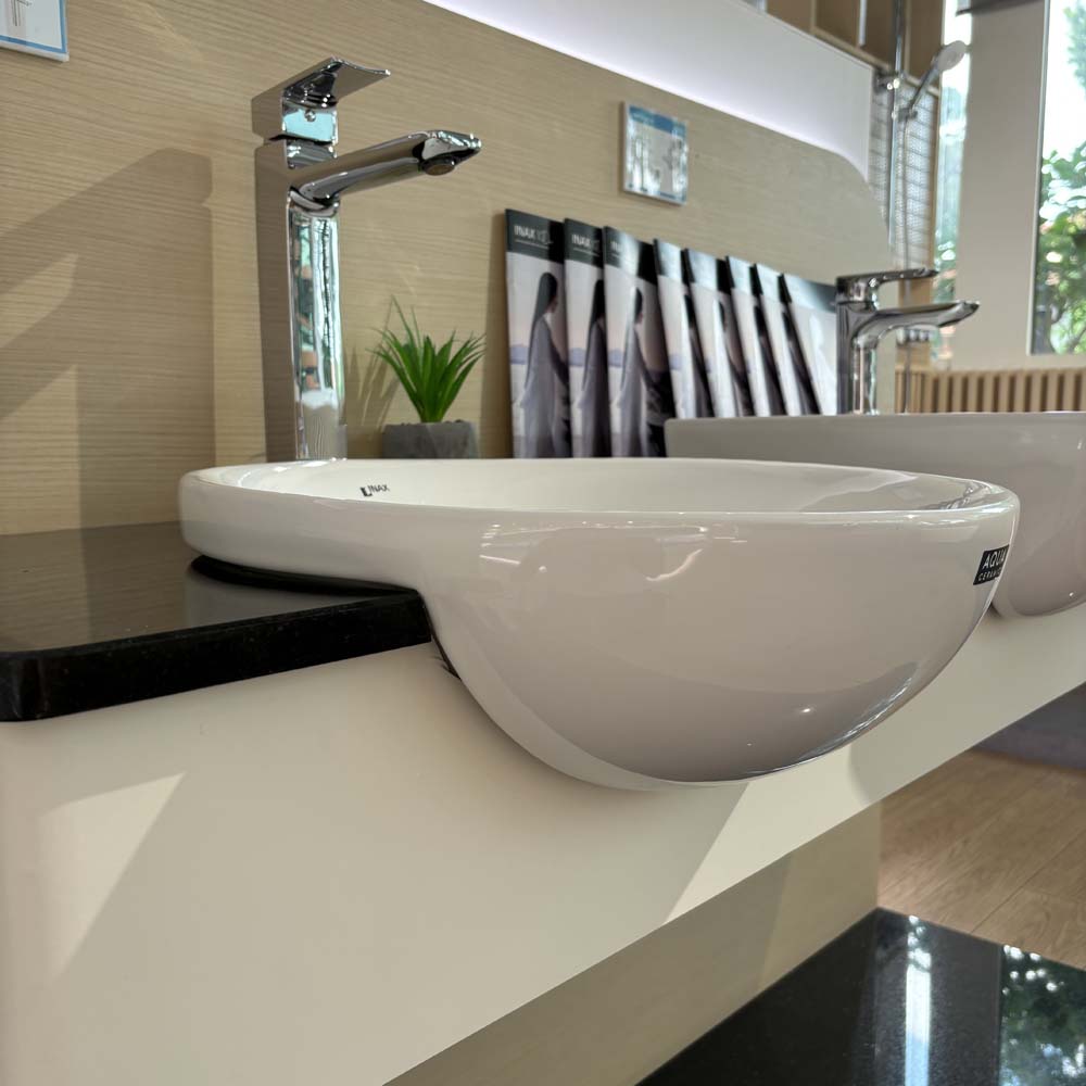 Chậu rửa mặt lavabo bán âm INAX AL-333V (AL333V) men Aqua Ceramic AL-333V/BW1 - 4