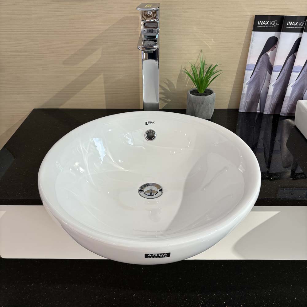 Chậu rửa mặt lavabo bán âm INAX AL-333V (AL333V) men Aqua Ceramic AL-333V/BW1 - 5