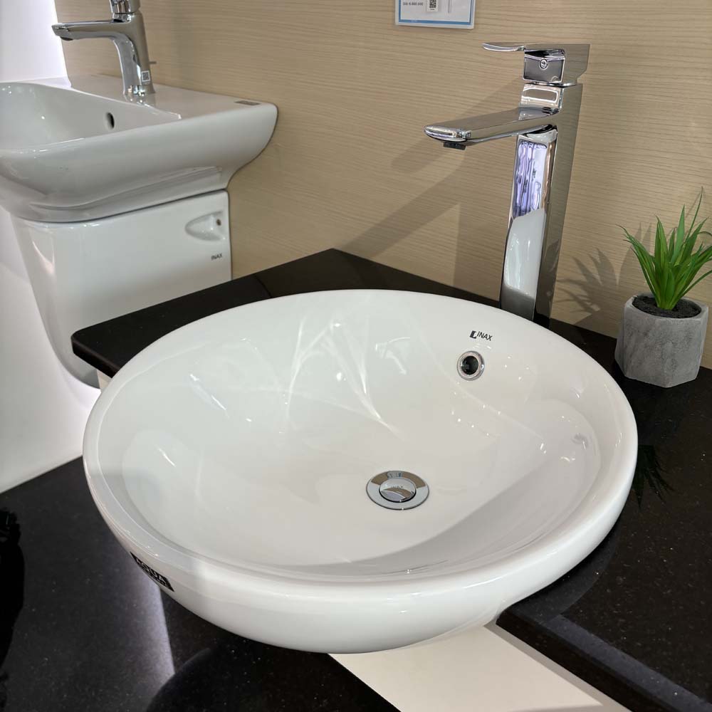 Chậu rửa mặt lavabo bán âm INAX AL-333V (AL333V) men Aqua Ceramic AL-333V/BW1 - 6