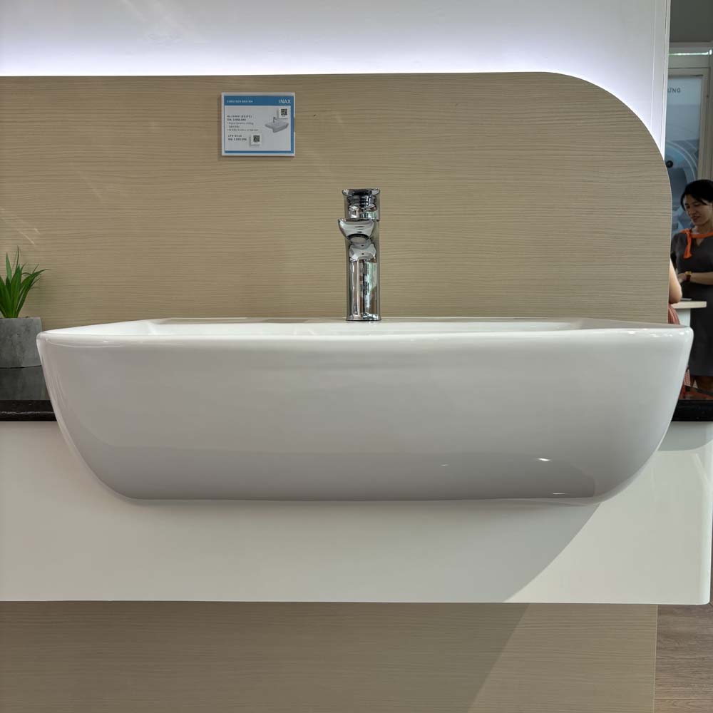 Chậu rửa mặt lavabo bán âm INAX AL-345V (AL345V) (AL-345VFC) men Aqua Ceramic AL-345VFC/BW1 - 5