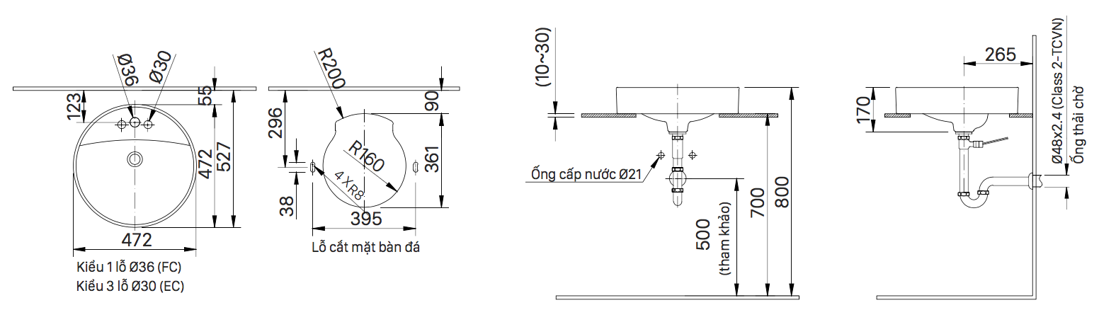 Chậu rửa lavabo đặt bàn INAX L-294V (L294V) (L-294VFC) L-294VFC/BW1 - 6