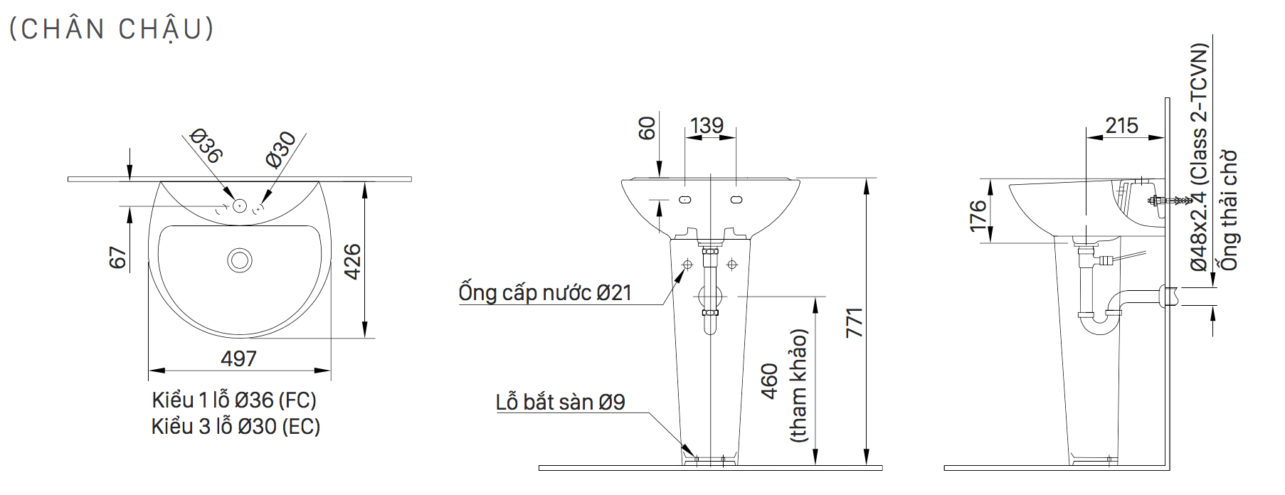 Chân chậu lavabo dài INAX L-288VD (L288VD) L-288VD/BW1 - 2