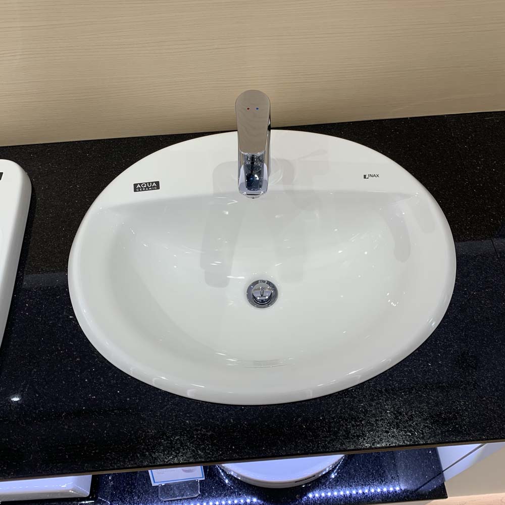 Chậu lavabo dương vành INAX AL-2395V (AL2395V) (AL-2395VFC) men Aqua Ceramic AL-2395VFC/BW1 - 6