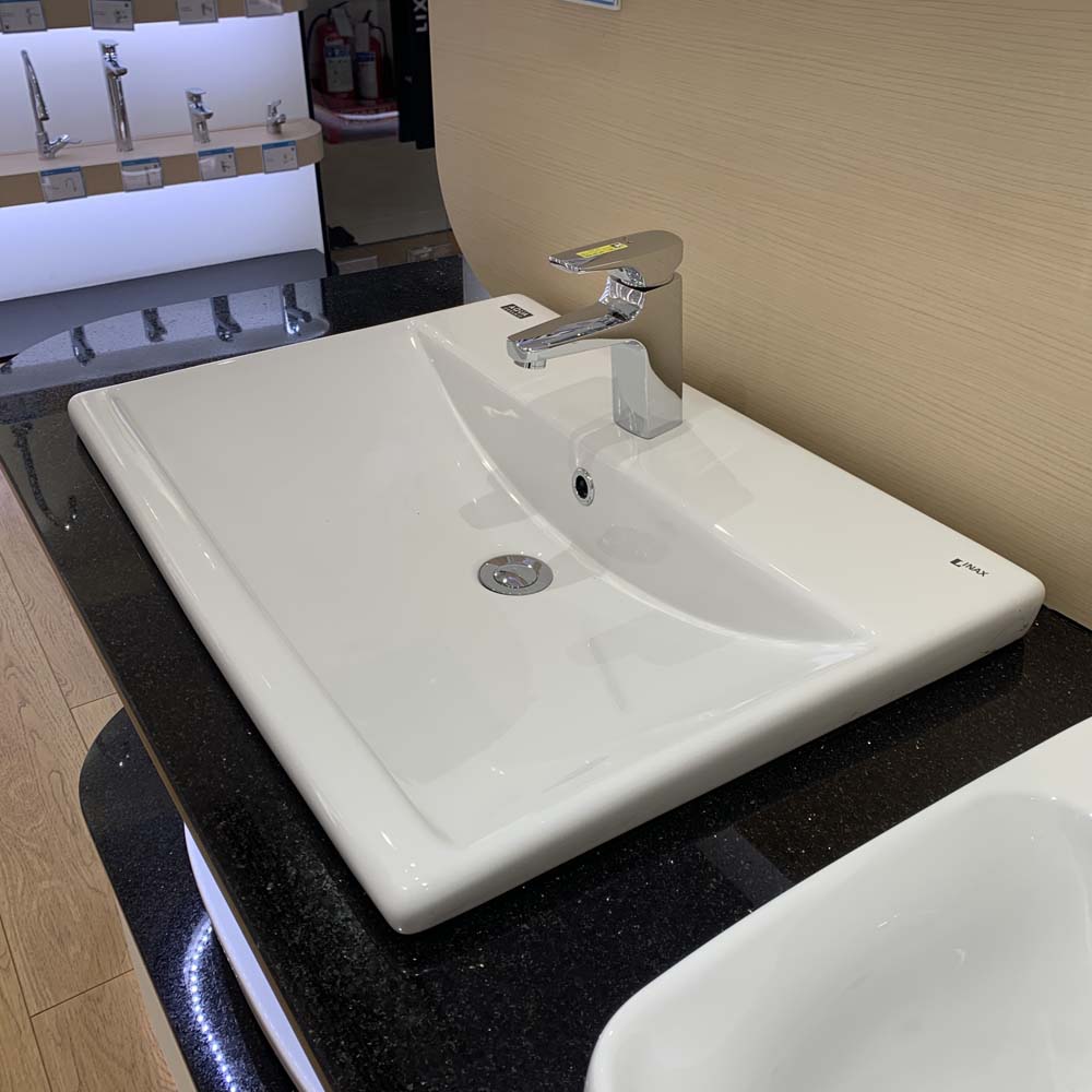 Chậu lavabo dương vành INAX AL-2397V (AL2397V) (AL-2397VFC) men Aqua Ceramic AL-2397VFC/BW1 - 2