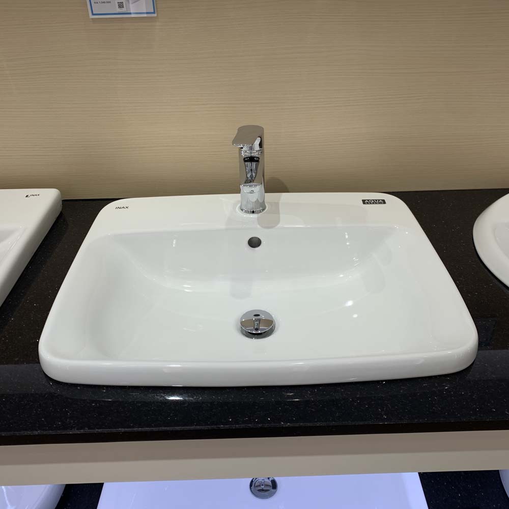 Chậu lavabo dương vành INAX AL-2398V (AL2398V) (AL-2398VFC) men Aqua Ceramic AL-2398VFC/BW1 - 6