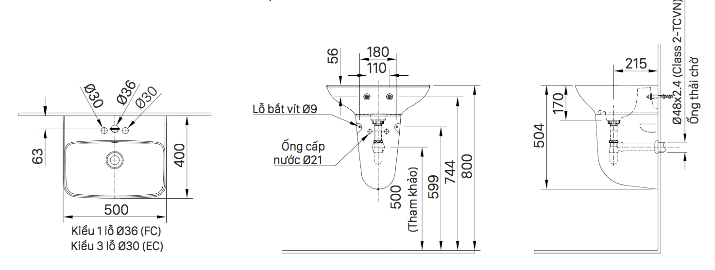 Chậu rửa lavabo treo tường INAX L-289V (L289V) (L-289VFC) L-289VFC/BW1 - 4