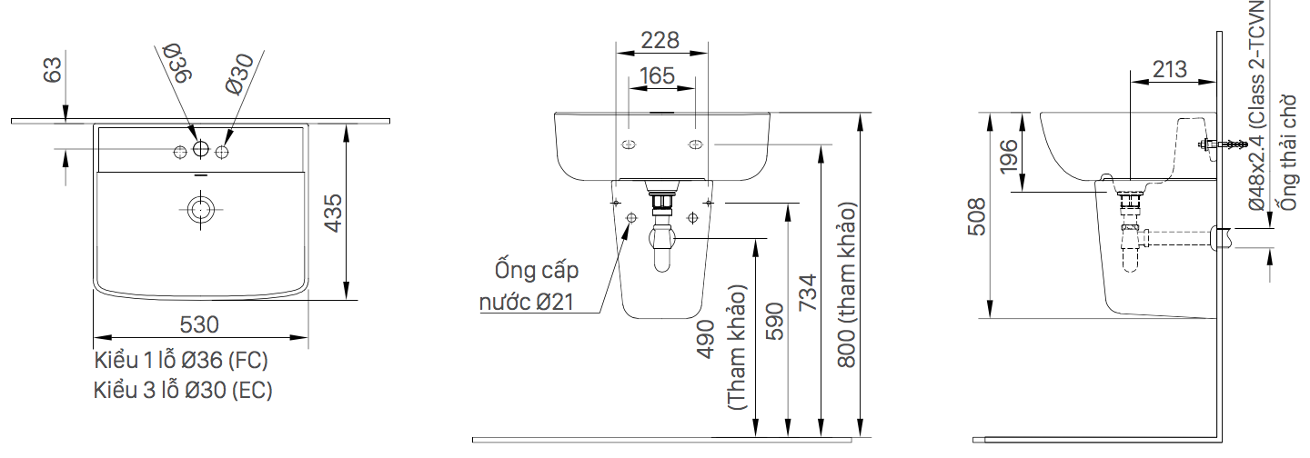 Chậu rửa lavabo treo tường INAX L-312V (L312V) (L-312VFC) L-312VFC/BW1 - 2