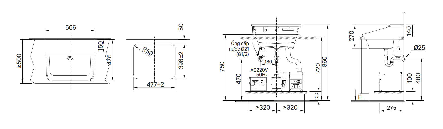 Chậu rửa lavabo treo tường INAX L-C11A3-AS (LC11A3AS) tích hợp chức năng tự động L-C11A3-AS/BW1 - 6