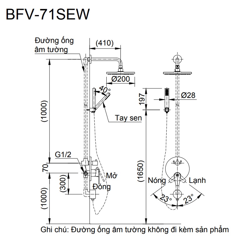 Sen tắm âm tường nóng lạnh INAX BFV-71SEW (BFV71SEW) BFV-71SEW - 2