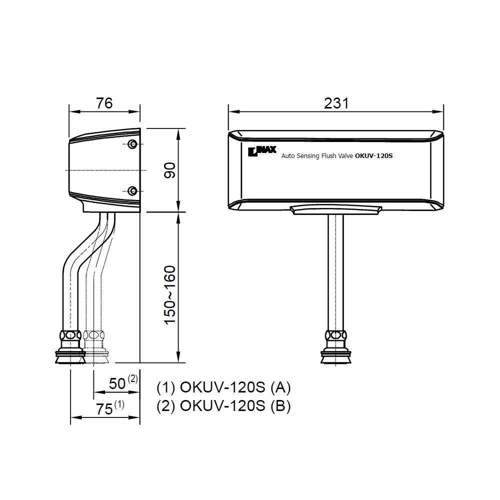 Van xả bồn tiểu INAX 75mm OKUV-120S(A) (OKUV120SA) OKUV-120S(A) - 2