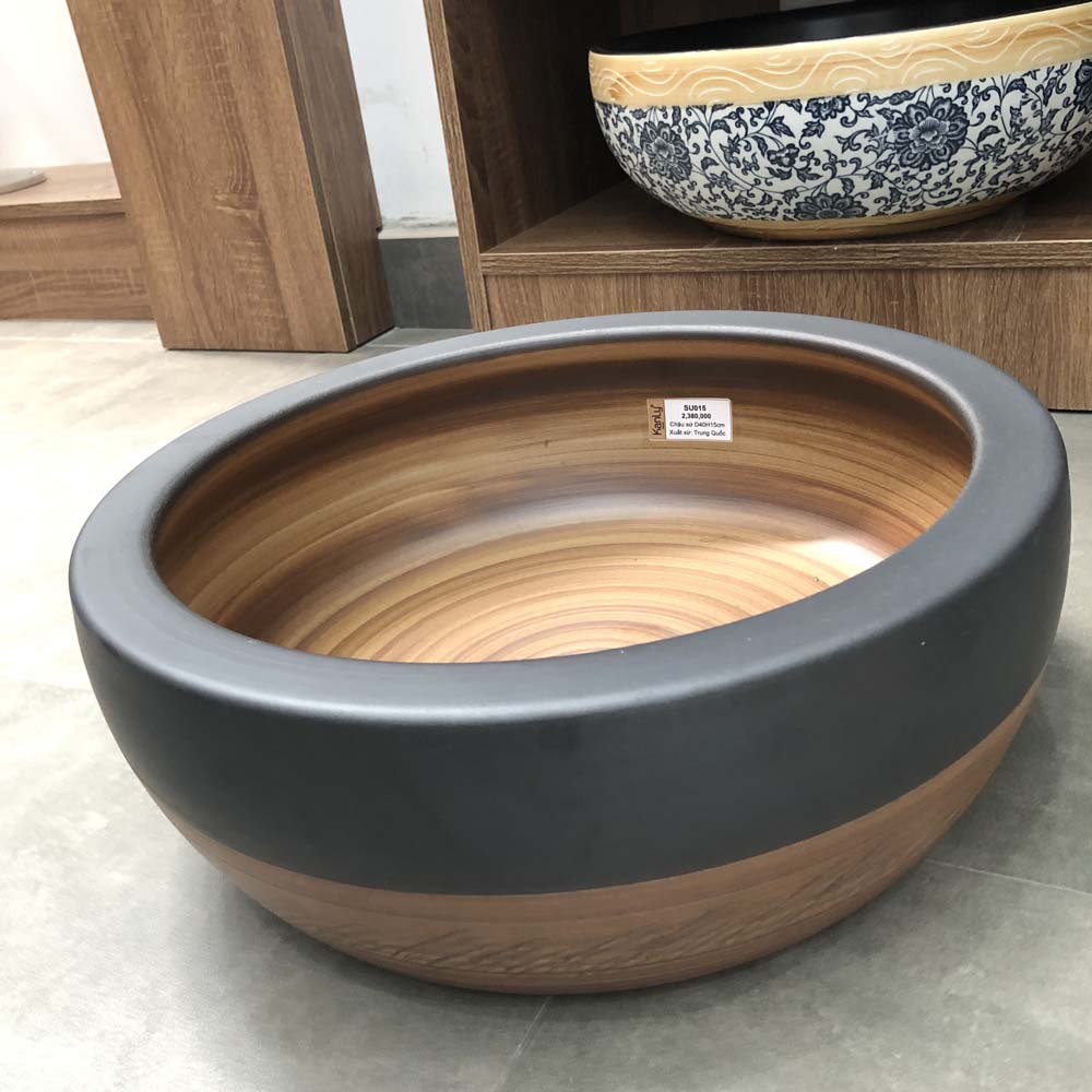 Chậu lavabo đặt bàn Kanly sứ hoa văn SU015 SU015 - 3