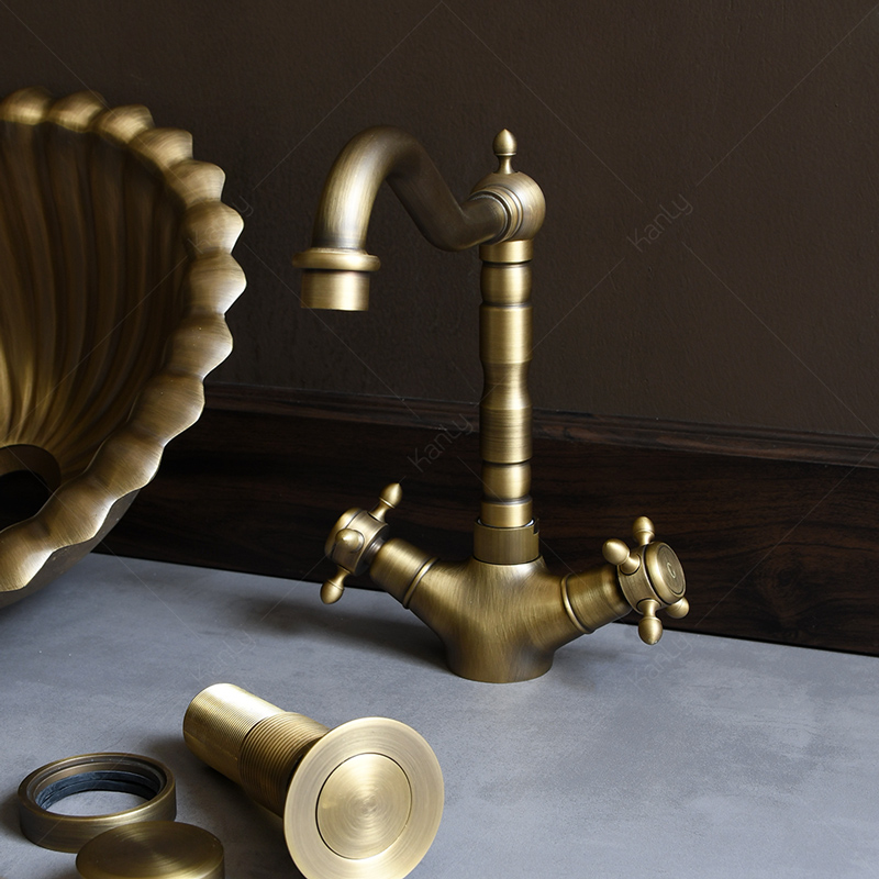 Bộ chậu lavabo Kanly treo tường bằng đồng GCL09B GCL09B - 4