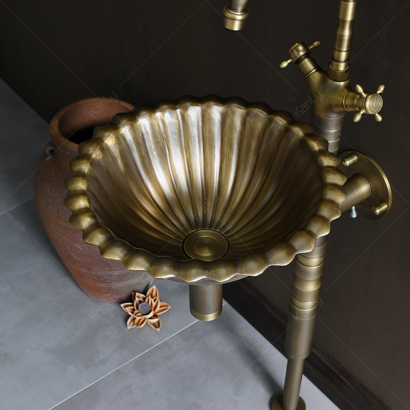 Bộ chậu lavabo Kanly treo tường bằng đồng GCL09B GCL09B - 3