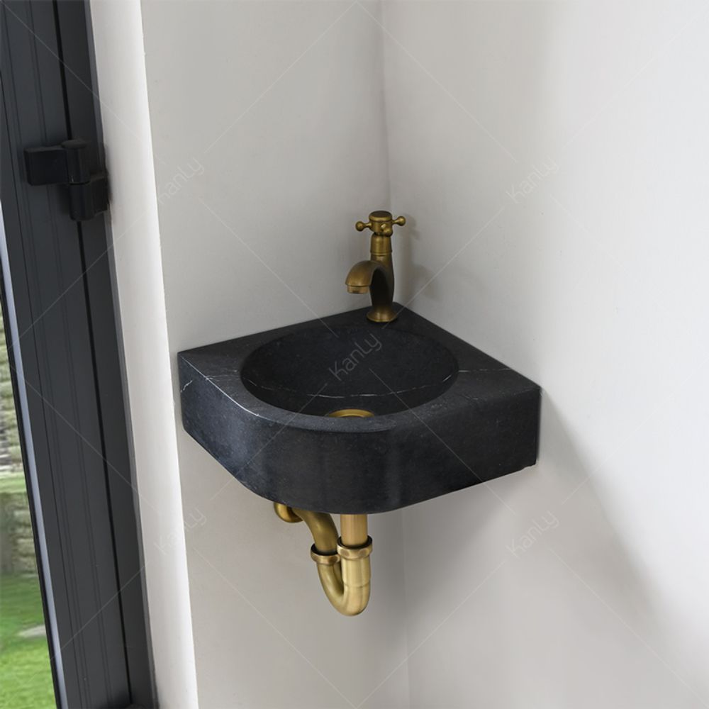 Chậu lavabo góc treo tường Kanly đá tự nhiên LAVABOGOC-MARBLEDEN LAVABOGOC-MARBLEDEN - 3