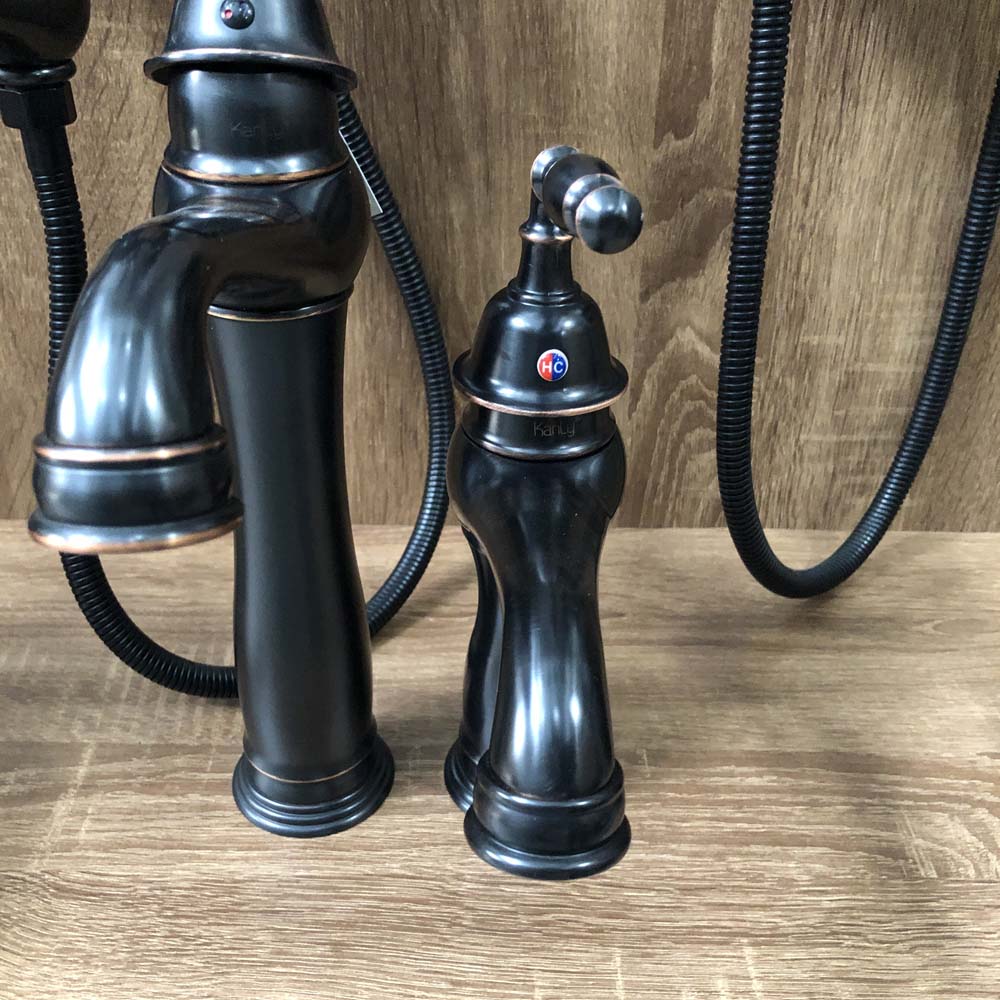 Vòi chậu lavabo nóng lạnh bằng đồng Kanly GCA14B/V14B GCV14B - 3