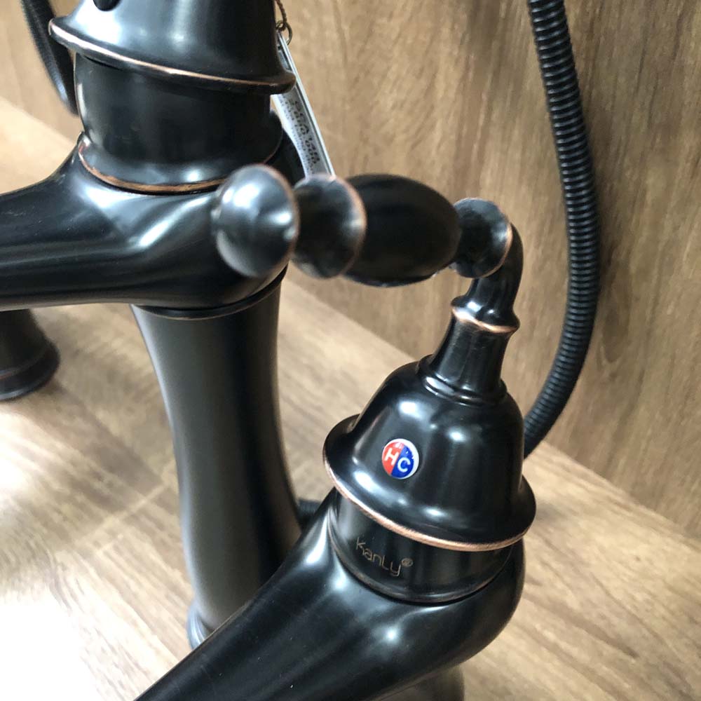 Vòi chậu lavabo nóng lạnh bằng đồng Kanly GCA14B/V14B GCV14B - 5