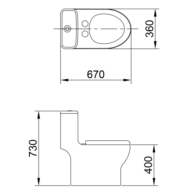 Bồn cầu 1 khối LUXTA LT-101 nắp êm LT-101 - 3