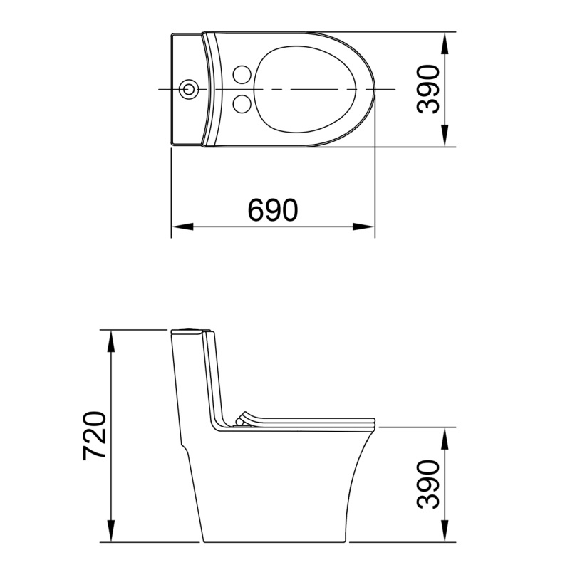 Bồn cầu 1 khối LUXTA LT-103 nắp êm LT-103 - 3