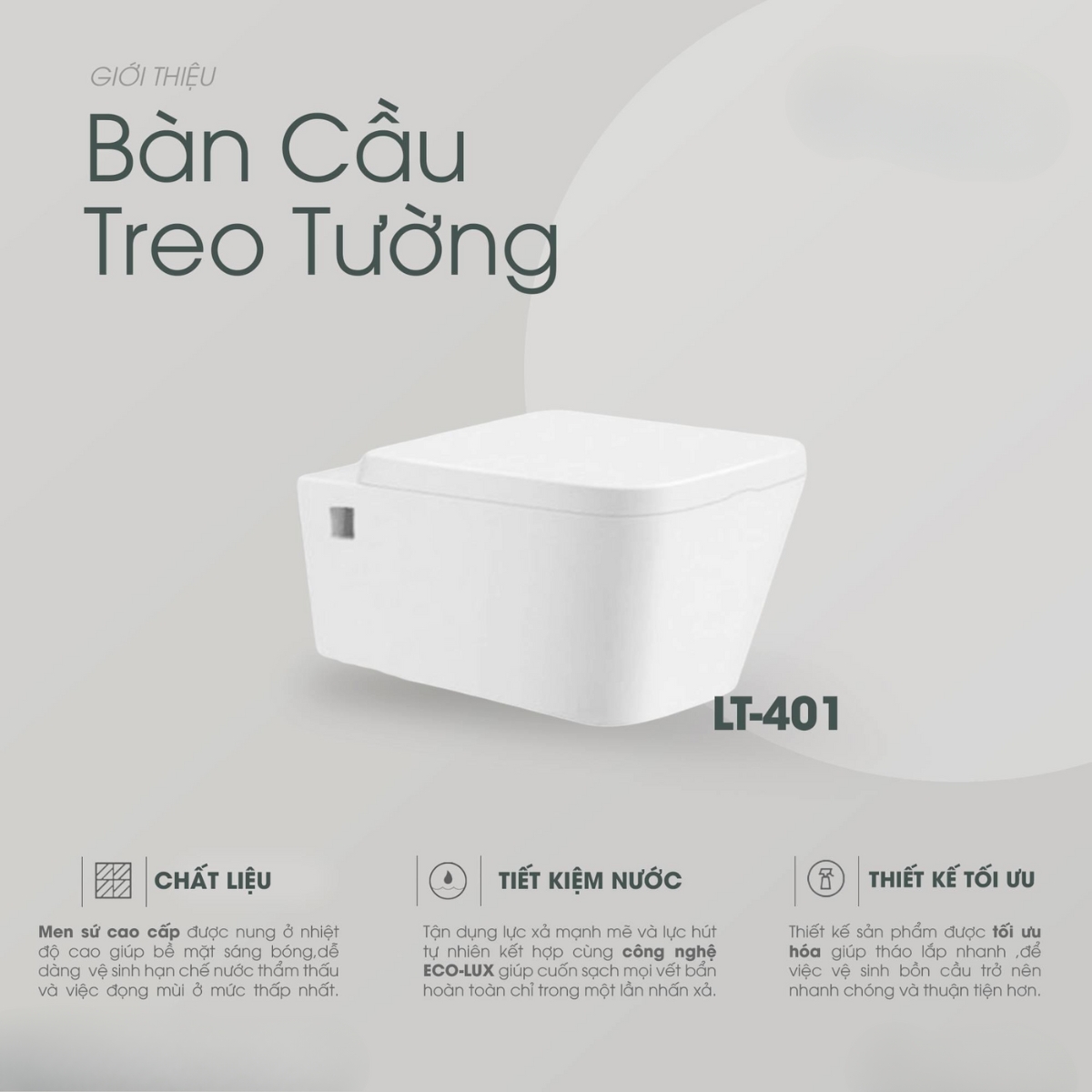 Bồn cầu treo tường LUXTA LT-401 nắp êm LT-401 - 2