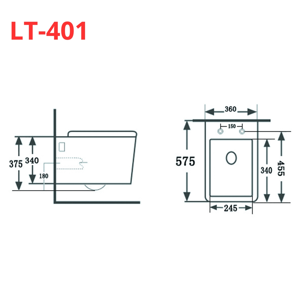 Bồn cầu treo tường LUXTA LT-401 nắp êm LT-401 - 3