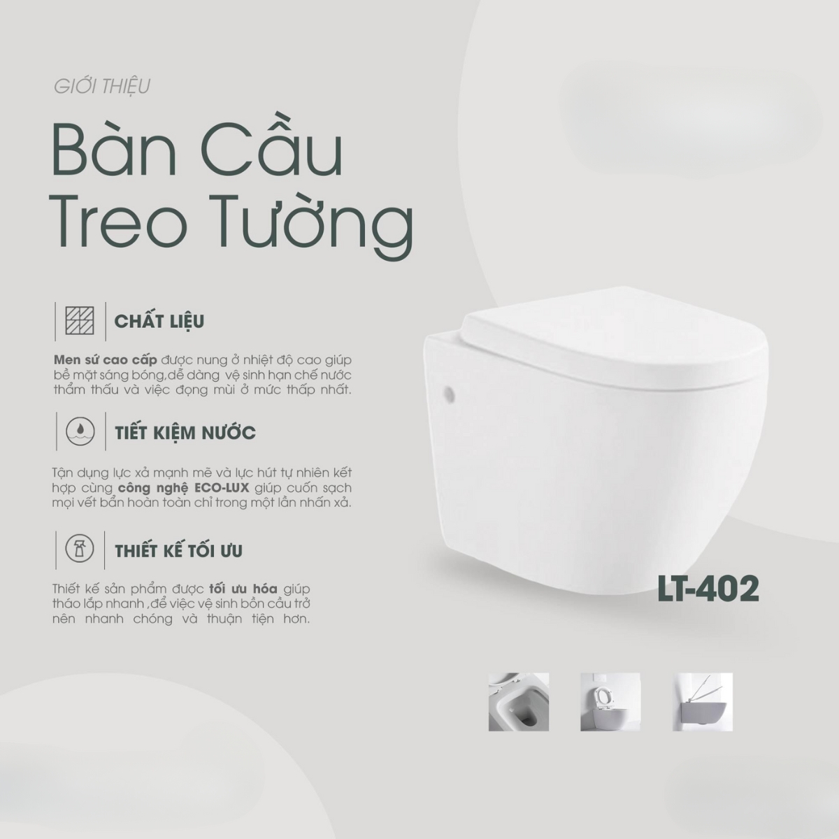 Bồn cầu treo tường LUXTA LT-402 nắp êm LT-402 - 2
