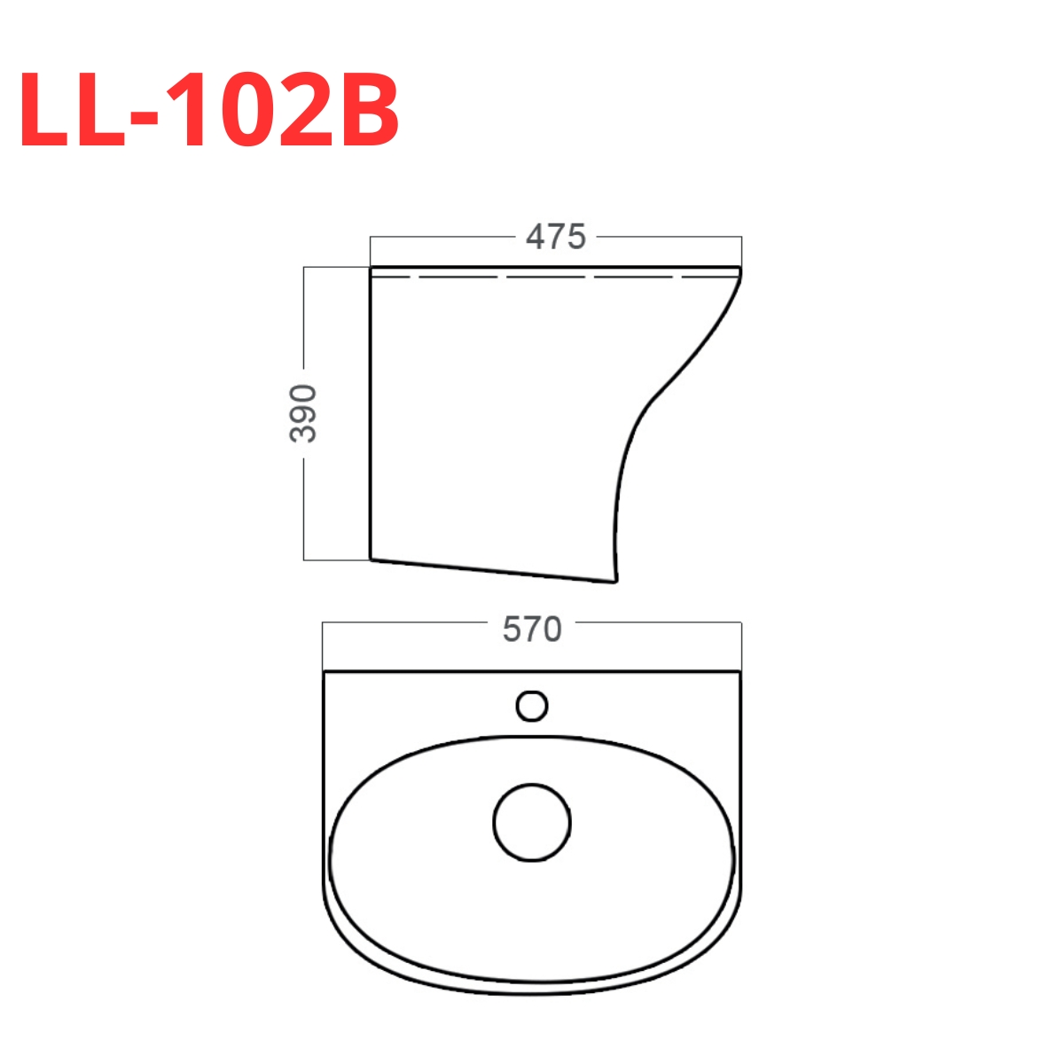 Chậu rửa mặt lavabo treo tường Luxta LL-102B liền khối LL-102B - 2