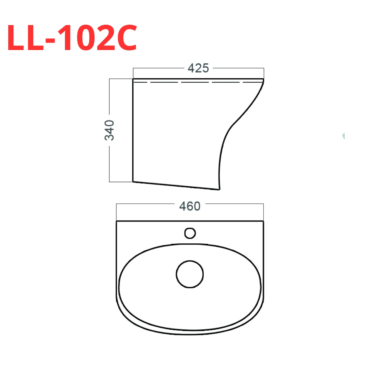 Chậu rửa mặt lavabo treo tường Luxta LL-102C liền khối LL-102C - 6