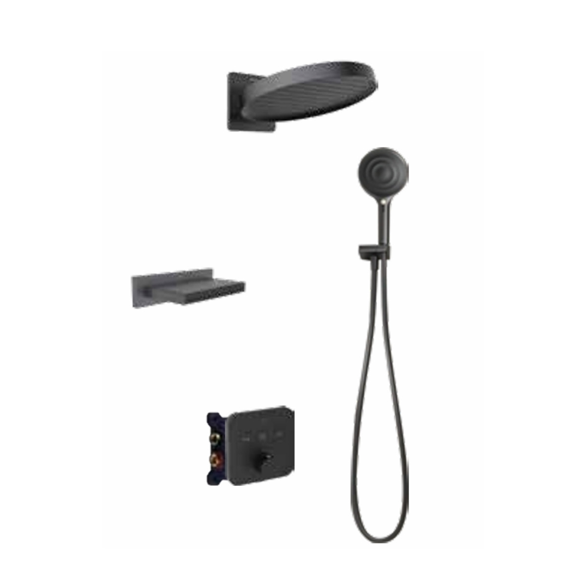 Sen tắm âm tường 3 đường nước nhiệt độ MOEN MR23014BL+UHT73343FBL+UR4000+A717BL+HH202023BL+A716BL+737BL MR23014BL+UHT73343FBL+UR4000+A717BL+HH202023BL+A716BL+737BL