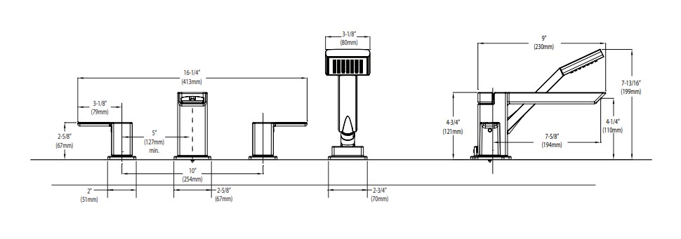 Bộ vòi bồn tắm nằm nóng lạnh 4 lỗ MOEN 90 Degree TS904 - 2