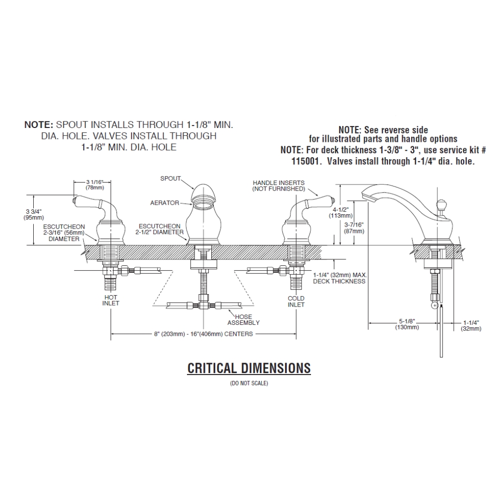Bộ vòi lavabo nóng lạnh MOEN Monticenlo Series MCL4570 MCL4570 - 2
