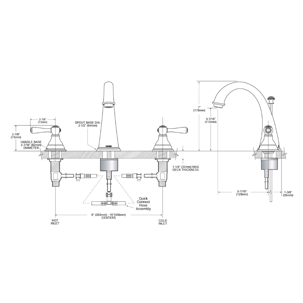 Bộ vòi lavabo nóng lạnh 3 lỗ MOEN Kingsley T6125 T6125 - 3