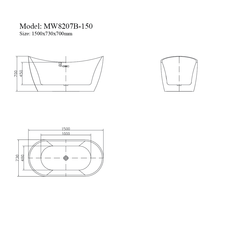 Bồn tắm đặt sàn 1.5m MOWOEN MW8207B-150 - 8
