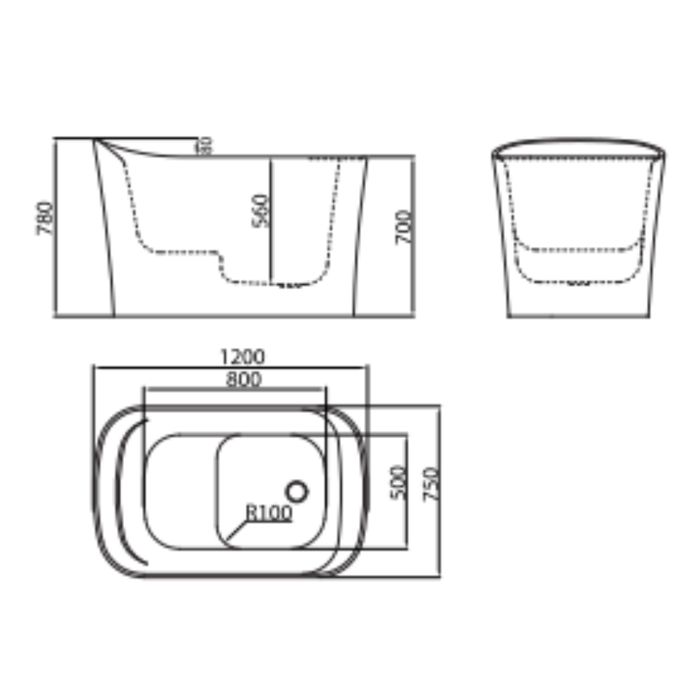 Bồn tắm đặt sàn 1.2m MOWOEN MW8125-120 - 2