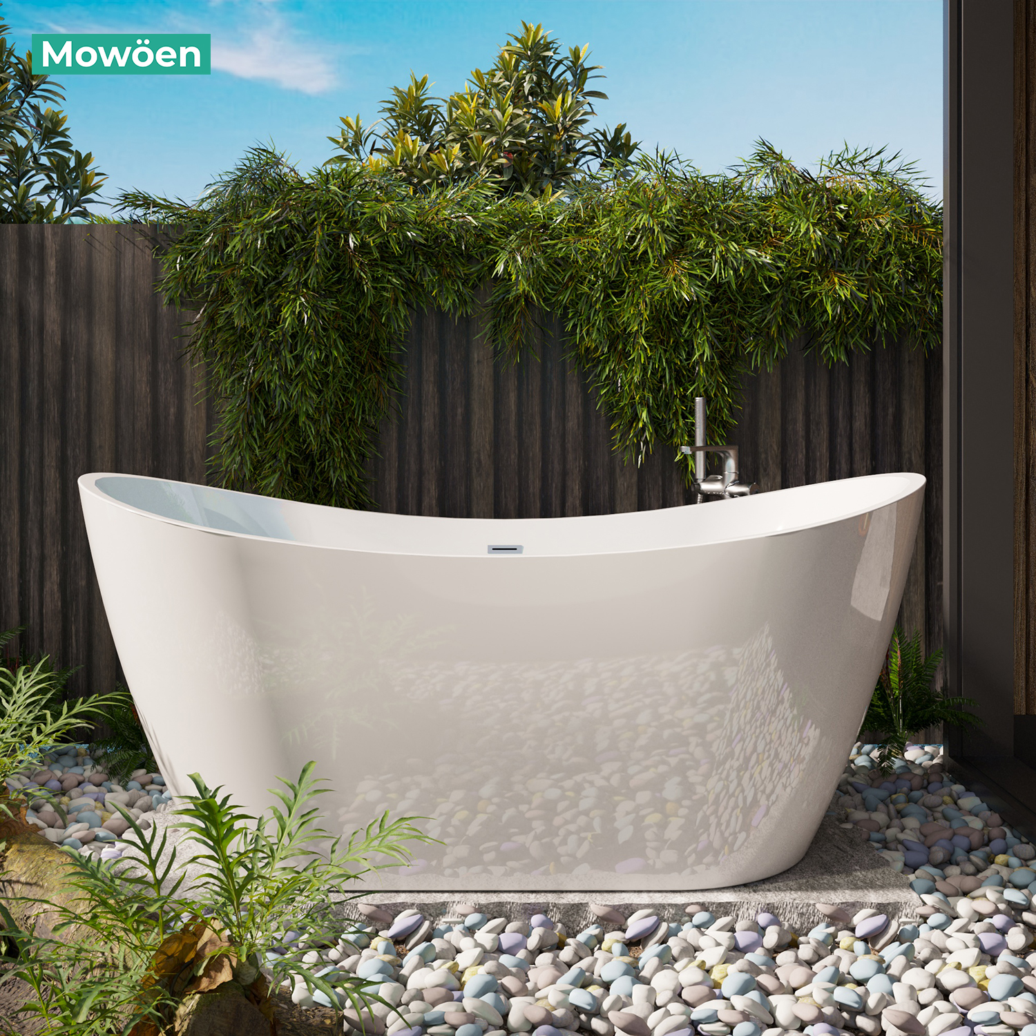 Bồn tắm đặt sàn 1.6m CURVED MOWOEN MW8207B-160 - 3