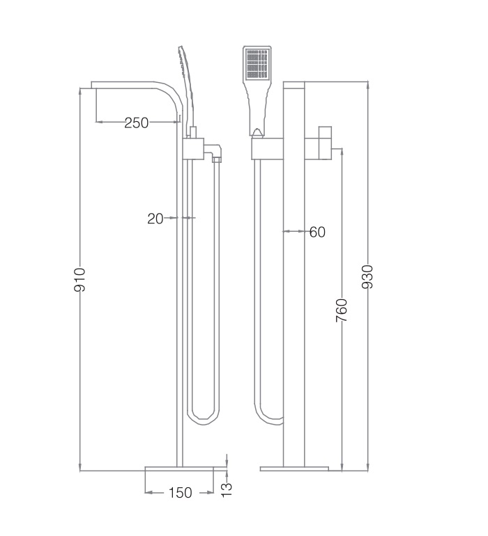 Bộ vòi sen xả bồn đặt sàn MOWOEN CHESTON-FB0008 - 2