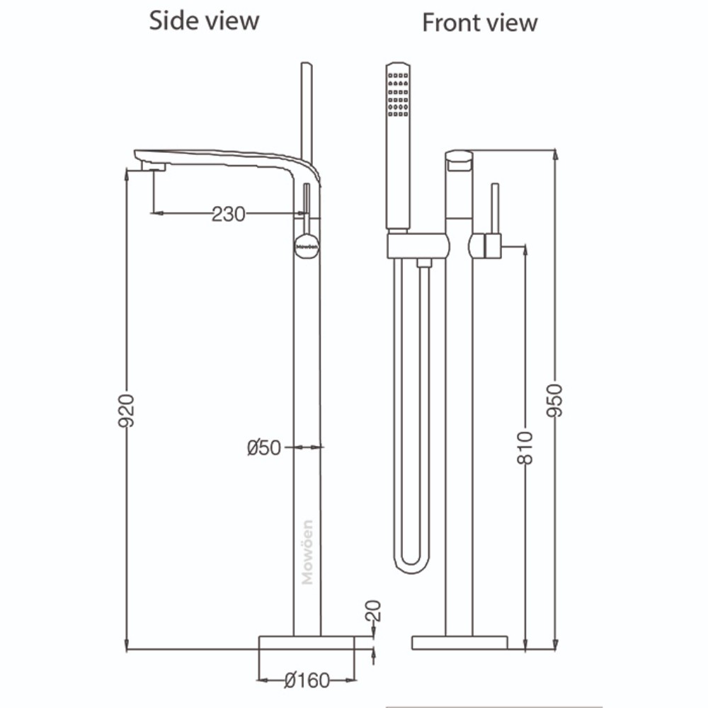 Bộ vòi sen xả bồn đặt sàn MOWOEN ETRO-FB0009 - 3