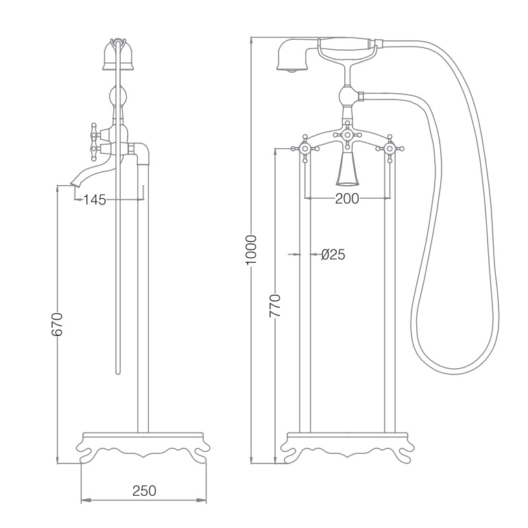 Bộ vòi sen xả bồn đặt sàn MOWOEN HERITAGE-FB0010 - 2