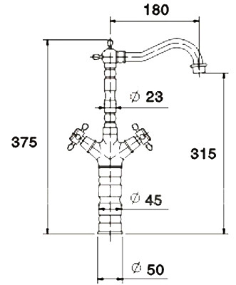 Vòi chậu lavabo nóng lạnh bằng đồng Kanly GCA01/V07 GCA01 - 5