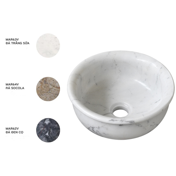 Chậu lavabo đặt bàn Kanly đá tự nhiên Marble 30cm MAR6 MAR63V