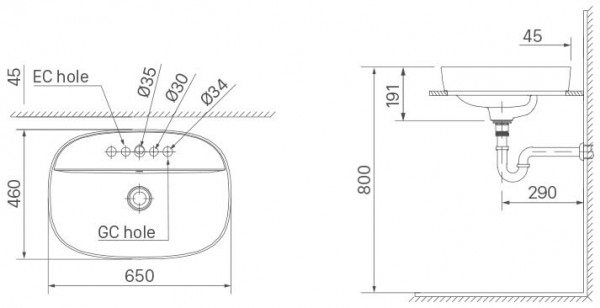 Chậu rửa lavabo đặt bàn INAX AL-652V (AL652V) (AL-652VFC) men Aqua Ceramic AL-652VFC/BW1 - 5