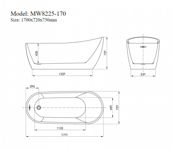 Bồn tắm đặt sàn 1.7m MOWOEN MW8225-170 - 14