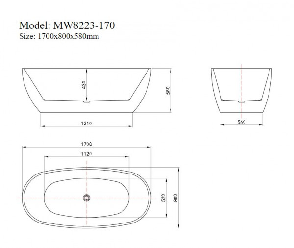Bồn tắm đặt sàn 1.7m MOWOEN MW8223-170 - 9
