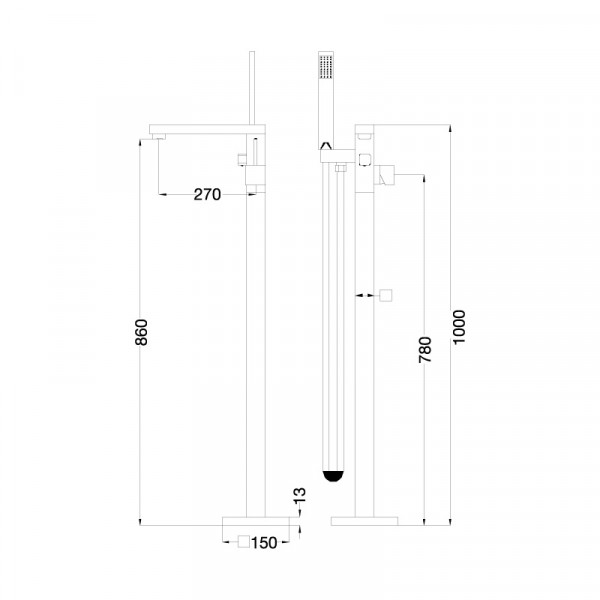 Bộ vòi sen xả bồn đặt sàn Monica Series MOWOEN FB0006 MONICA-FB0006 - 2