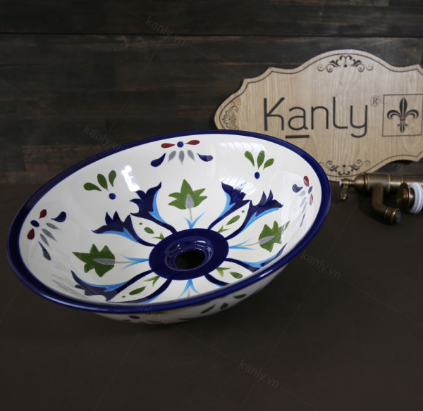 Chậu lavabo đặt bàn Kanly sứ hoa văn SU401 SU401 - 5