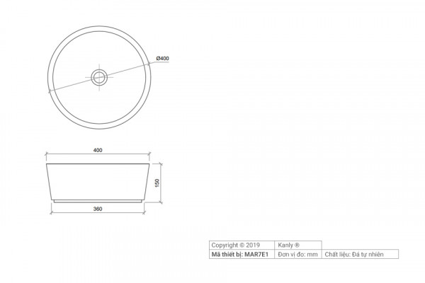 Chậu lavabo đặt bàn Kanly bằng đá tự nhiên MAR7E MAR7E1 - 4